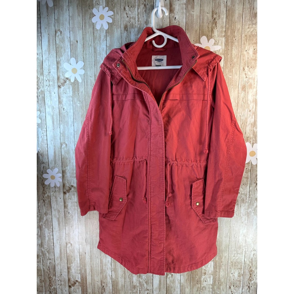 Old Navy Women's Jacket Sz Small Melon Red Oversized Hoodie‎ Cinch Waist